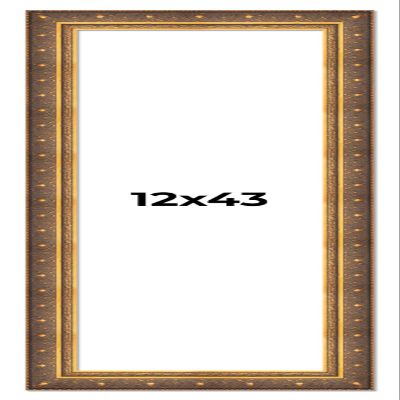 12x43 Frame Vintage Gold Solid Wood Picture Frame | 2.5 Inch Moulding Width | Ornate Bronze Museo Picture Frame Complete with UV Acrylic Plexiglass, Foam Board Backing & Hanging Hardware