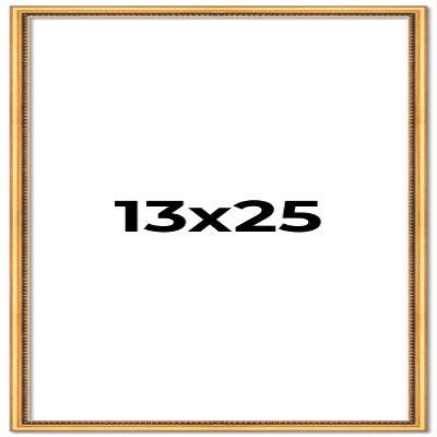 13x25 Frame Beaded Gold Solid Wood Picture Frame | 0.75 Inches Moulding Width | Liscio Oro Traditional Photo Frame | Complete with UV Acrylic Plexiglass, Foam Board Backing & Hanging Hardware