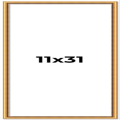 11x31 Frame Beaded Gold Solid Wood Picture Frame | 0.75 Inches Moulding Width | Liscio Oro Traditional Photo Frame | Complete with UV Acrylic Plexiglass, Foam Board Backing & Hanging Hardware