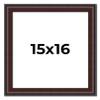15x16 Frame Brown Round Mahogany Solid Wood Picture Frame | 1.625 Inch Moulding Width | with UV Acrylic Plexiglass, Foam Board Backing & Hanging Hardware Included view 1