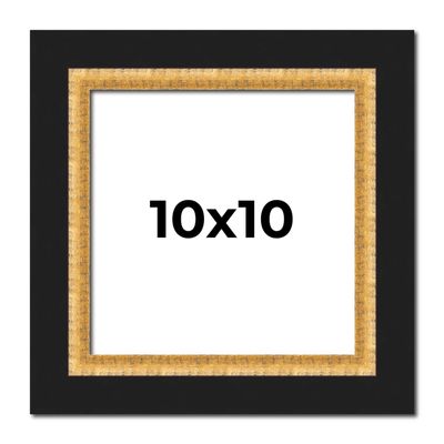 10x10 Frame Gold Solid Wood Picture Frame Width 2.25 Inches | Interior Frame Depth 0.5 Inches | Bridger Gold Traditional Photo Frame Complete with UV Acrylic, Foam Board Backing & Hanging Hardware