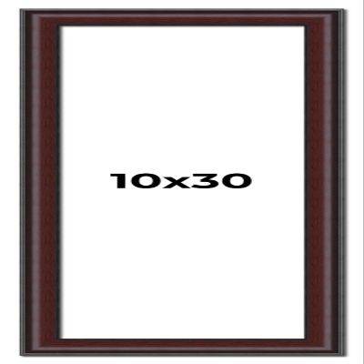 10x30 Frame Brown Round Mahogany Solid Wood Picture Frame | 1.625 Inch Moulding Width | with UV Acrylic Plexiglass, Foam Board Backing & Hanging Hardware Included
