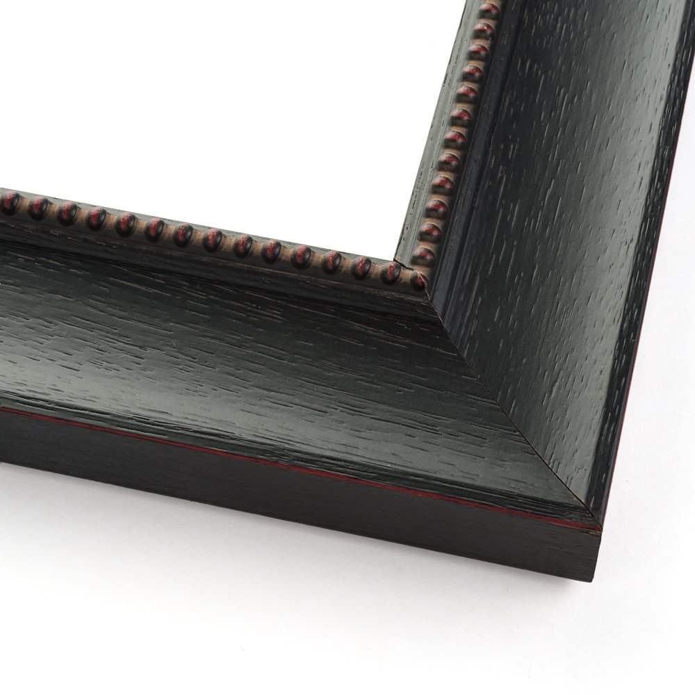 10x14 Frame Black Real Wood Picture Frame Width 2 Inches | Interior Frame Depth 0.5 Inches | Beaded Black Distressed Photo Frame Complete with UV Acrylic, Foam Board Backing & Hanging Hardware