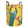Beautiful Peacock Print Circular Protable Storage Bin,Basket For Laundry Hamper With Handles Bedroom Clothes view 2