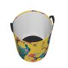 Beautiful Peacock Print Circular Protable Storage Bin,Basket For Laundry Hamper With Handles Bedroom Clothes view 3