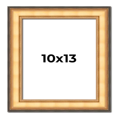 10x13 Frame Gold Plein Aire Solid Wood Picture Frame Width 2 Inches | Interior Frame Depth 0.5 Inches | Monza Traditional Photo Frame Complete with UV Acrylic, Foam Board Backing & Hanging Hardware