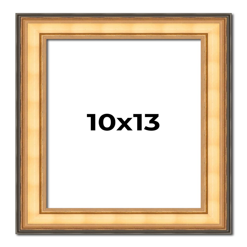 10x13 Frame Gold Plein Aire Solid Wood Picture Frame Width 2 Inches | Interior Frame Depth 0.5 Inches | Monza Traditional Photo Frame Complete with UV Acrylic, Foam Board Backing & Hanging Hardware