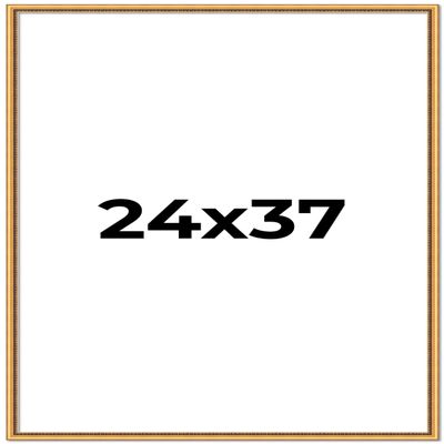 24x37 Frame Beaded Gold Solid Wood Picture Frame | 0.75 Inches Moulding Width | Liscio Oro Traditional Photo Frame | Complete with UV Acrylic Plexiglass, Foam Board Backing & Hanging Hardware