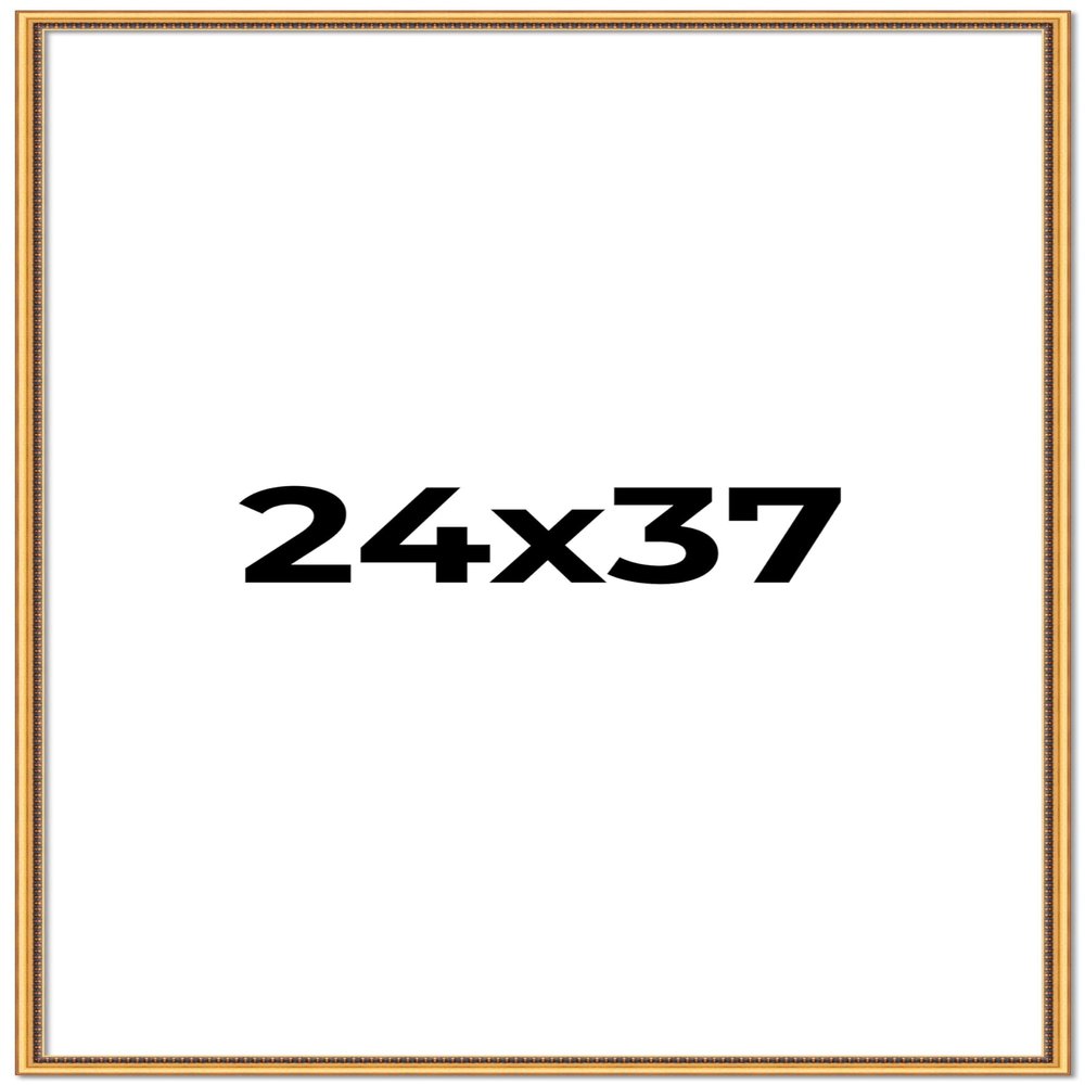 24x37 Frame Beaded Gold Solid Wood Picture Frame | 0.75 Inches Moulding Width | Liscio Oro Traditional Photo Frame | Complete with UV Acrylic Plexiglass, Foam Board Backing & Hanging Hardware