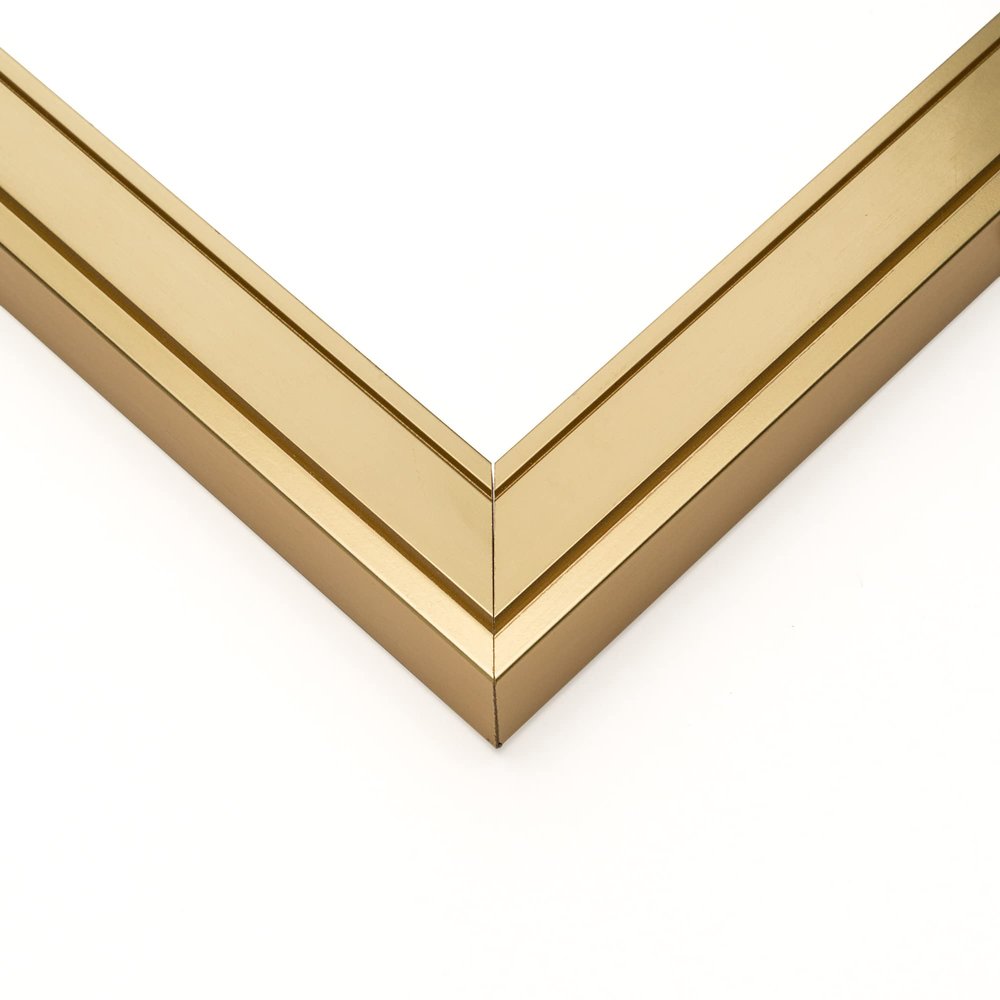 10x43 Frame Gold Real Wood Picture Frame Width 1.25 Inches | Interior Frame Depth 0.75 Inches | Fremont Gold Modern Photo Frame Complete with UV Acrylic, Foam Board Backing & Hanging Hardware