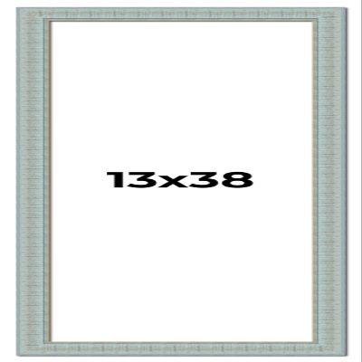 13x38 Frame Blue Teal Distressed Solid Wood Picture Frame | 1.625 Inch Moulding Width | Sonoma Blue Frame Complete with UV Acrylic Plexiglass, Foam Board Backing & Hanging Hardware