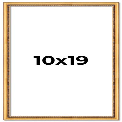 10x19 Frame Beaded Gold Solid Wood Picture Frame | 0.75 Inches Moulding Width | Liscio Oro Traditional Photo Frame | Complete with UV Acrylic Plexiglass, Foam Board Backing & Hanging Hardware