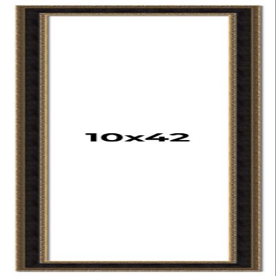 10x42 Frame Gold Antique Vintage Sold Wood Picture Frame | 1.75 Inch Moulding Width | Interior Frame Depth 0.5 Inches | with UV Acrylic Plexiglass, Foam Board Backing & Hanging Hardware