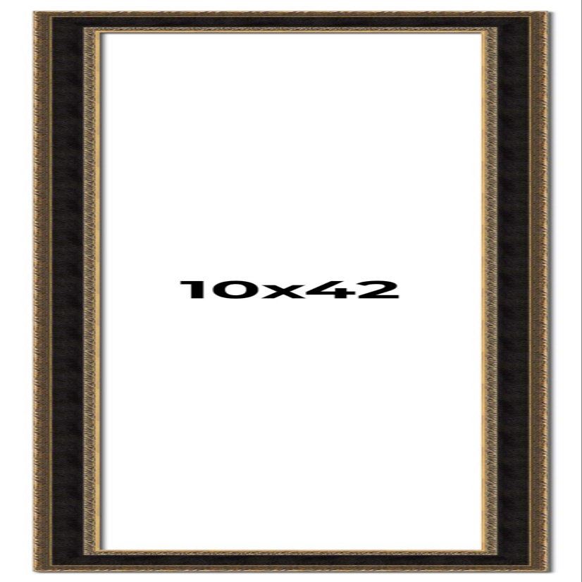 10x42 Frame Gold Antique Vintage Sold Wood Picture Frame | 1.75 Inch Moulding Width | Interior Frame Depth 0.5 Inches | with UV Acrylic Plexiglass, Foam Board Backing & Hanging Hardware