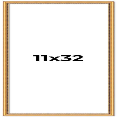 11x32 Frame Beaded Gold Solid Wood Picture Frame | 0.75 Inches Moulding Width | Liscio Oro Traditional Photo Frame | Complete with UV Acrylic Plexiglass, Foam Board Backing & Hanging Hardware