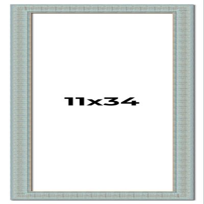 11x34 Frame Blue Teal Distressed Solid Wood Picture Frame | 1.625 Inch Moulding Width | Sonoma Blue Frame Complete with UV Acrylic Plexiglass, Foam Board Backing & Hanging Hardware