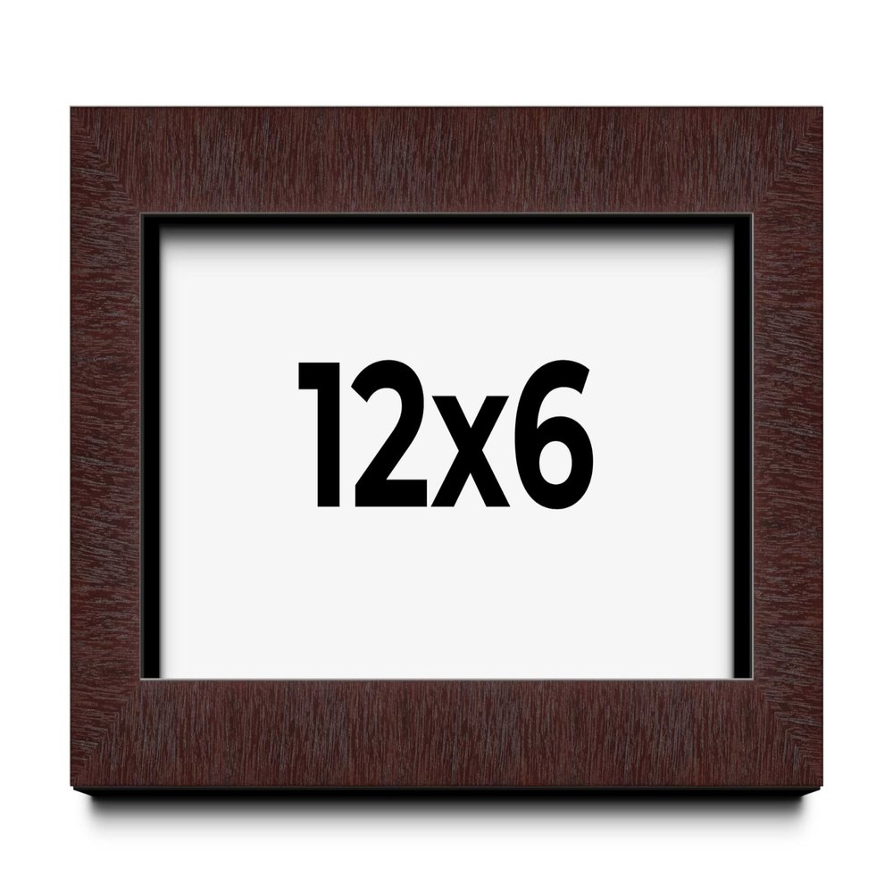 12x6 Shadow Box Brown Mahogany Veneer Solid Wood Display Frame | 1.375 Inch Moulding Width | 1 Inch Rabbet Depth | Complete with UV Acrylic Plexiglass, Backing & Hanging Hardware