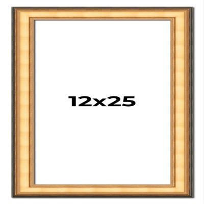 12x25 Frame Gold Plein Aire Solid Wood Picture Frame Width 2 Inches | Interior Frame Depth 0.5 Inches | Monza Traditional Photo Frame Complete with UV Acrylic, Foam Board Backing & Hanging Hardware