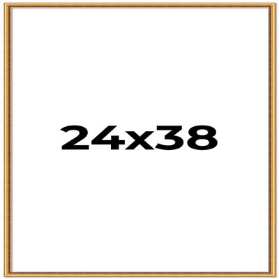 24x38 Frame Beaded Gold Solid Wood Picture Frame | 0.75 Inches Moulding Width | Liscio Oro Traditional Photo Frame | Complete with UV Acrylic Plexiglass, Foam Board Backing & Hanging Hardware