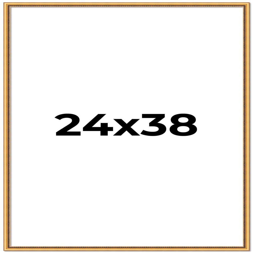 24x38 Frame Beaded Gold Solid Wood Picture Frame | 0.75 Inches Moulding Width | Liscio Oro Traditional Photo Frame | Complete with UV Acrylic Plexiglass, Foam Board Backing & Hanging Hardware