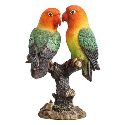 Love Bird Couples Simulation Animal Sculpture Bird Statue Color Parrot Home Craft Decoration Animal Figures Accessories