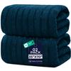 DAN RIVER Pack of 2 Bath Sheet 35x70 Inches, Big Towels Oversized Extra Ribbed Large Bath Sheets, Absorbent Quick Dry Towels - Blue Opal view 1