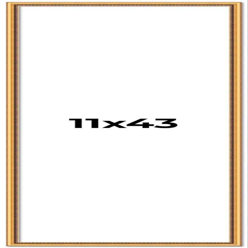 11x43 Frame Beaded Gold Solid Wood Picture Frame | 0.75 Inches Moulding Width | Liscio Oro Traditional Photo Frame | Complete with UV Acrylic Plexiglass, Foam Board Backing & Hanging Hardware
