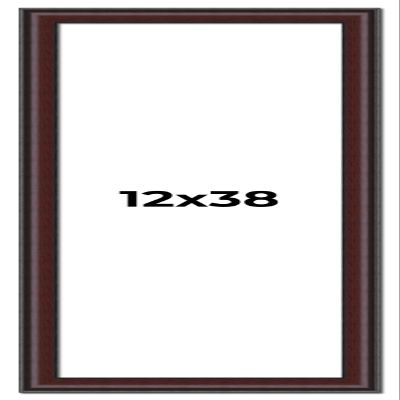 12x38 Frame Brown Round Mahogany Solid Wood Picture Frame | 1.625 Inch Moulding Width | with UV Acrylic Plexiglass, Foam Board Backing & Hanging Hardware Included
