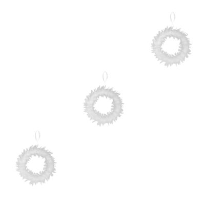 ABOOFAN 3pcs Lighted White Wreath for Home Decor Cloth Pendant Led Lights Festive Door Ornament for Christmas Weddings and Special Occasions