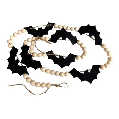 harayaa Halloween Bats Garland, Bats Wood Bead Banner, Table Decor Hanging Flying Bats Halloween Theme Banner for Outside, Doorway, Wall, Door, Mantle