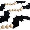 harayaa Halloween Bats Garland, Bats Wood Bead Banner, Table Decor Hanging Flying Bats Halloween Theme Banner for Outside, Doorway, Wall, Door, Mantle view 3