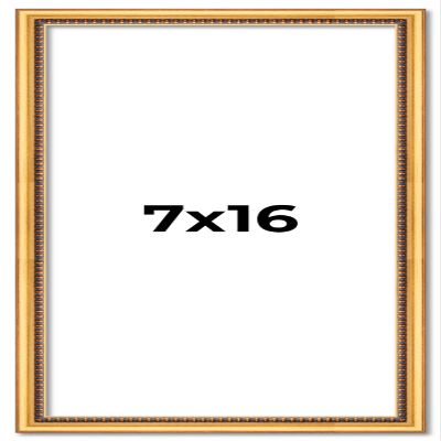 7x16 Frame Beaded Gold Solid Wood Picture Frame | 0.75 Inches Moulding Width | Liscio Oro Traditional Photo Frame | Complete with UV Acrylic Plexiglass, Foam Board Backing & Hanging Hardware