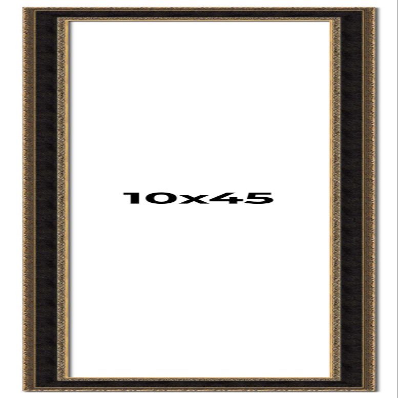 10x45 Frame Gold Antique Vintage Sold Wood Picture Frame | 1.75 Inch Moulding Width | Interior Frame Depth 0.5 Inches | with UV Acrylic Plexiglass, Foam Board Backing & Hanging Hardware