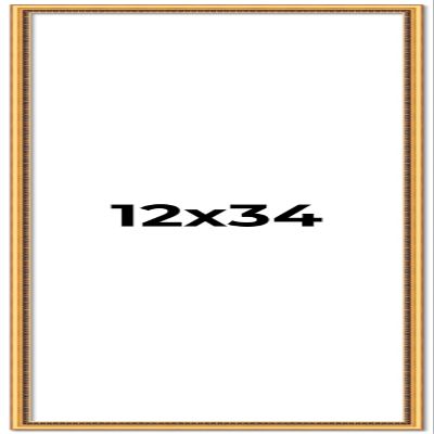 12x34 Frame Beaded Gold Solid Wood Picture Frame | 0.75 Inches Moulding Width | Liscio Oro Traditional Photo Frame | Complete with UV Acrylic Plexiglass, Foam Board Backing & Hanging Hardware
