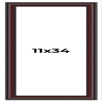 11x34 Frame Brown Round Mahogany Solid Wood Picture Frame | 1.625 Inch Moulding Width | with UV Acrylic Plexiglass, Foam Board Backing & Hanging Hardware Included