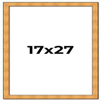 CustomPictureFrames.com 17x27 Frame Gold Rustic Solid Wood Picture Frame | 1.25 Inch Wide Moulding | Rustique Gold Collection | UV Acrylic Plexiglass, Foam Board Backing & Hanging Hardware Included