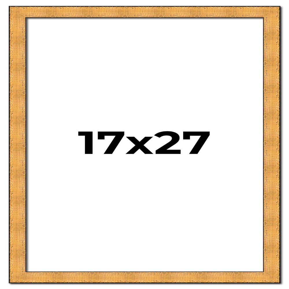 CustomPictureFrames.com 17x27 Frame Gold Rustic Solid Wood Picture Frame | 1.25 Inch Wide Moulding | Rustique Gold Collection | UV Acrylic Plexiglass, Foam Board Backing & Hanging Hardware Included