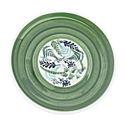 Blue Rose Polish Pottery - Green Floating Fern Dessert Plate - 7" Diameter - Beautiful Plate for Cake, Appetizers, or Snacks