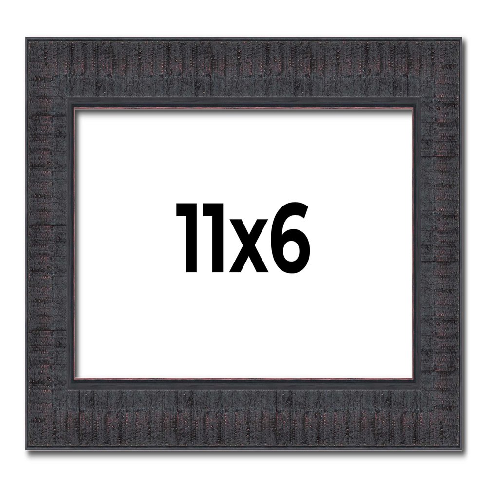 11x6 Frame Brown Rustic Solid Wood Picture Frame 1.5 Inches Wide | Interior Frame Depth 0.5 Inches | Sonoma Frame Complete with UV Acrylic Plexiglass, Foam Board Backing & Hanging Hardware
