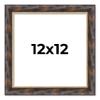 12x12 Frame Dark Brown Oak with Gold Fillet Solid Wood Picture Frame | 1.5 Inch Moulding Width | Garrett Modern Photo Frame Complete with UV Acrylic, Foam Board Backing & Hanging Hardware view 1