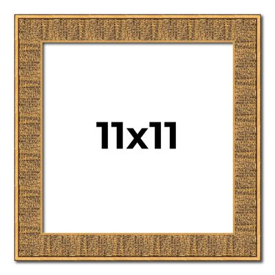 11x11 Frame Black and Gold Distressed Solid Wood Sonoma Picture Frame | 1.625 Inch Moulding Width | with UV Acrylic Plexiglass, Foam Board Backing & Hanging Hardware Included
