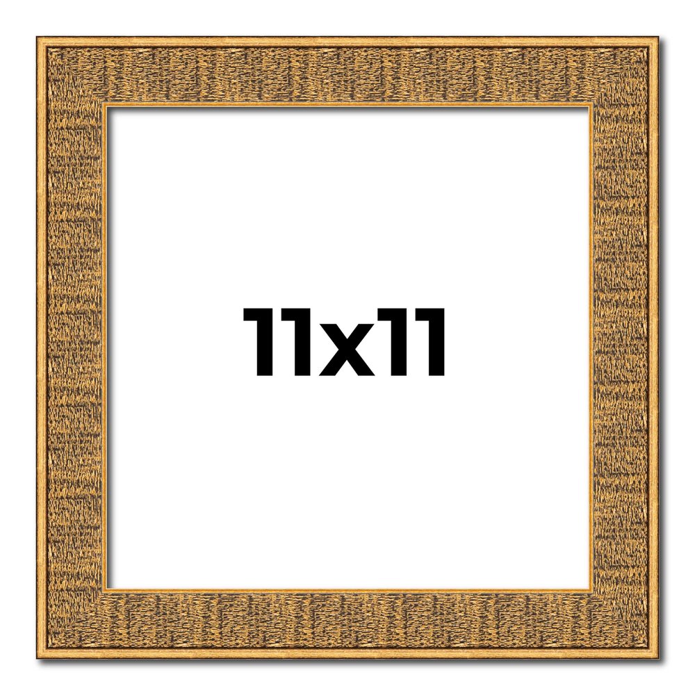 11x11 Frame Black and Gold Distressed Solid Wood Sonoma Picture Frame | 1.625 Inch Moulding Width | with UV Acrylic Plexiglass, Foam Board Backing & Hanging Hardware Included