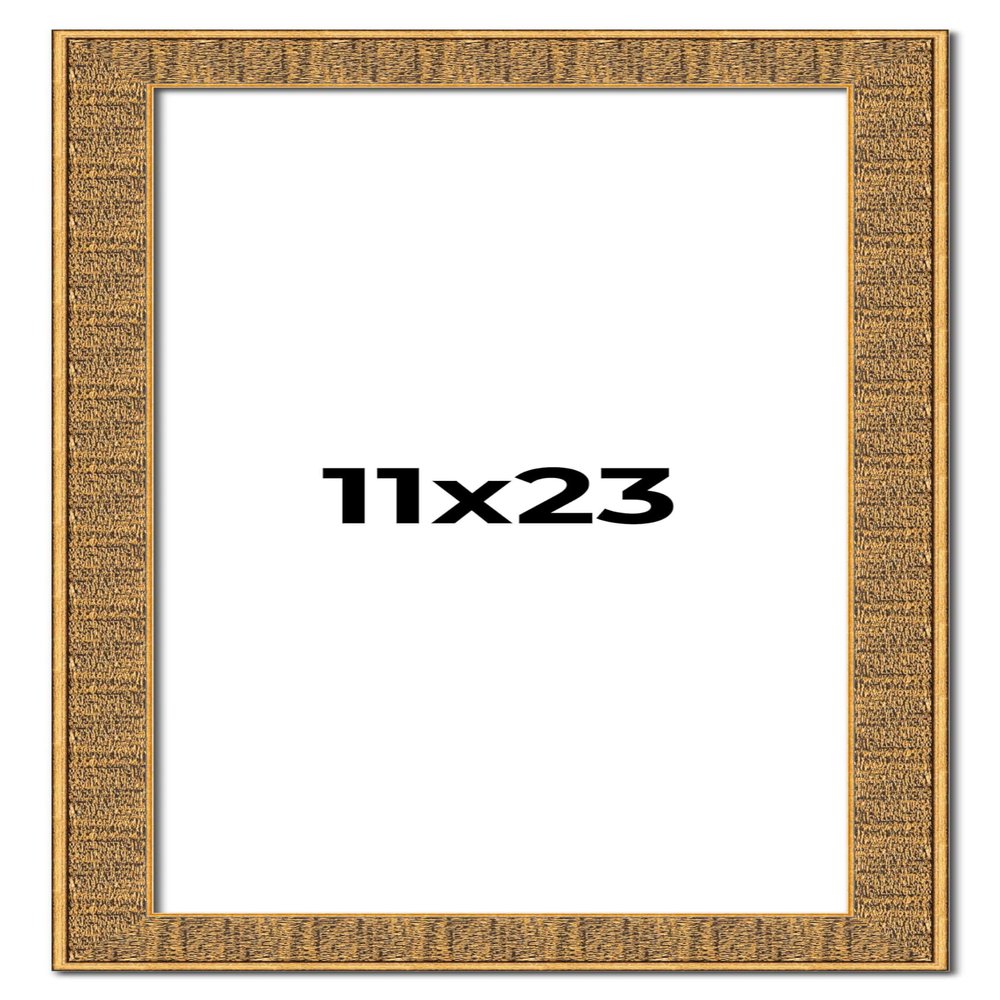 11x23 Frame Black and Gold Distressed Solid Wood Sonoma Picture Frame | 1.625 Inch Moulding Width | with UV Acrylic Plexiglass, Foam Board Backing & Hanging Hardware Included