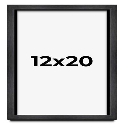 12x20 Frame Black Charcoal Grey Wood Textured Picture Frame | 0.75 Inch Moulding Width | Gunmetal Grey Solid Wood Frame Complete with UV Acrylic Plexiglass, Foam Board Backing & Hanging Hardware