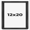 12x20 Frame Black Charcoal Grey Wood Textured Picture Frame | 0.75 Inch Moulding Width | Gunmetal Grey Solid Wood Frame Complete with UV Acrylic Plexiglass, Foam Board Backing & Hanging Hardware view 1