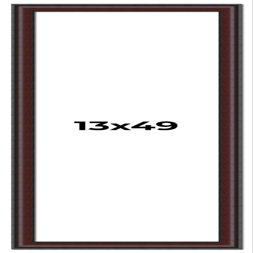 13x49 Frame Brown Round Mahogany Solid Wood Picture Frame | 1.625 Inch Moulding Width | with UV Acrylic Plexiglass, Foam Board Backing & Hanging Hardware Included