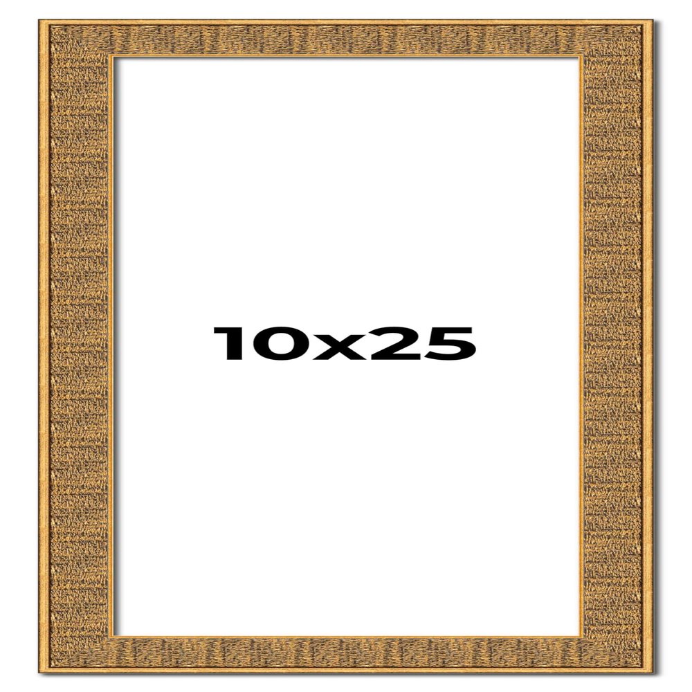 10x25 Frame Black and Gold Distressed Solid Wood Sonoma Picture Frame | 1.625 Inch Moulding Width | with UV Acrylic Plexiglass, Foam Board Backing & Hanging Hardware Included