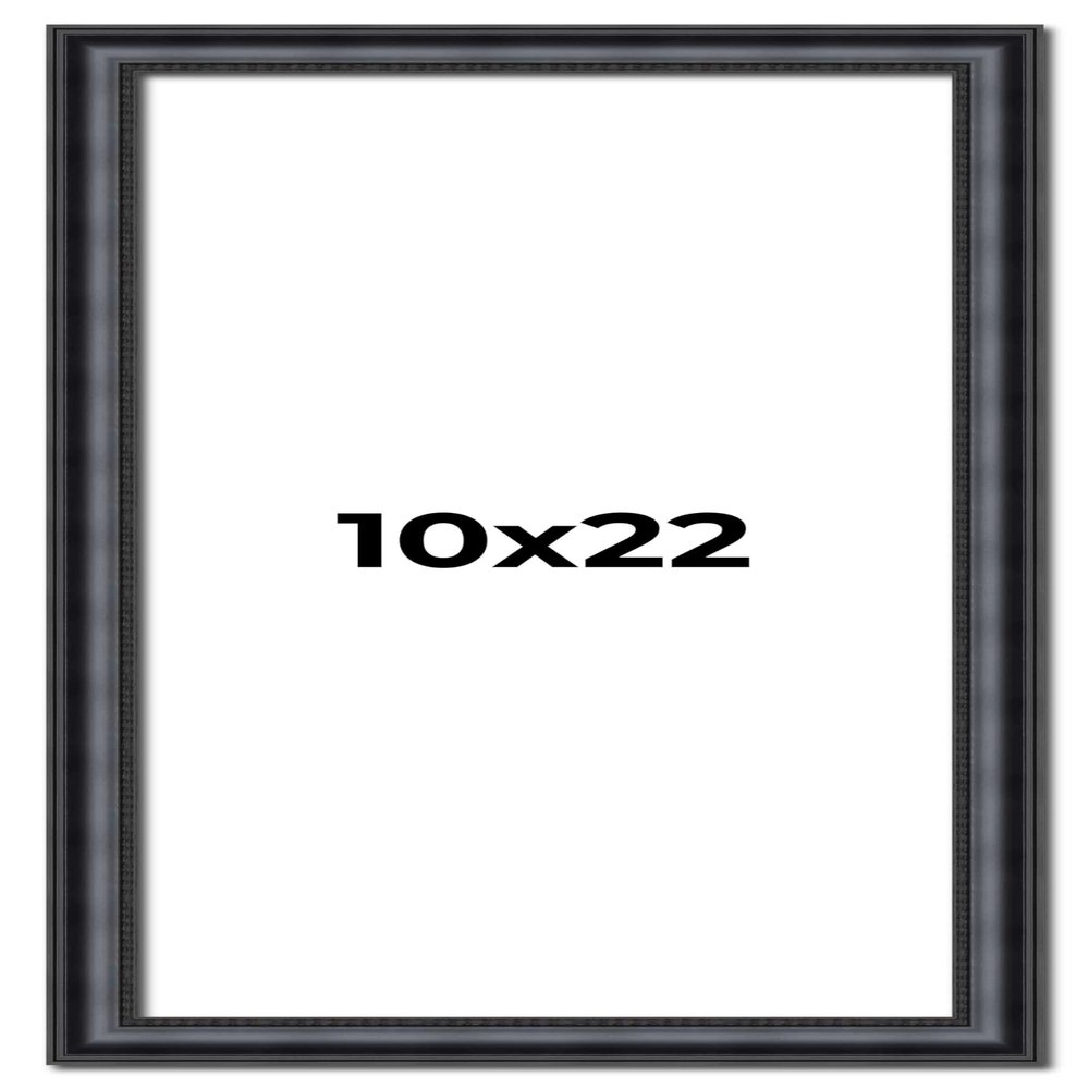 10x22 Frame Black Real Wood Picture Frame Width 1.25 Inches | Interior Frame Depth 0.5 Inches | Garrin Black Traditional Photo Frame Complete with UV Acrylic, Foam Board Backing & Hanging Hardware