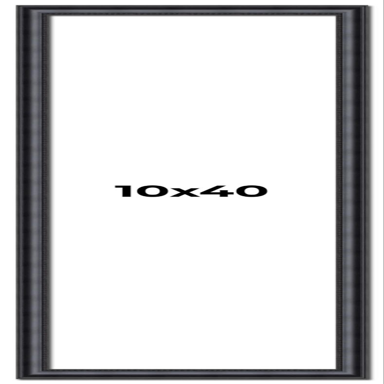 10x40 Frame Black Real Wood Picture Frame Width 1.25 Inches | Interior Frame Depth 0.5 Inches | Garrin Black Traditional Photo Frame Complete with UV Acrylic, Foam Board Backing & Hanging Hardware