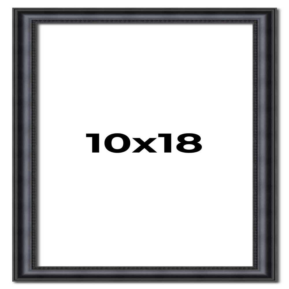10x18 Frame Black Real Wood Picture Frame Width 1.25 Inches | Interior Frame Depth 0.5 Inches | Garrin Black Traditional Photo Frame Complete with UV Acrylic, Foam Board Backing & Hanging Hardware